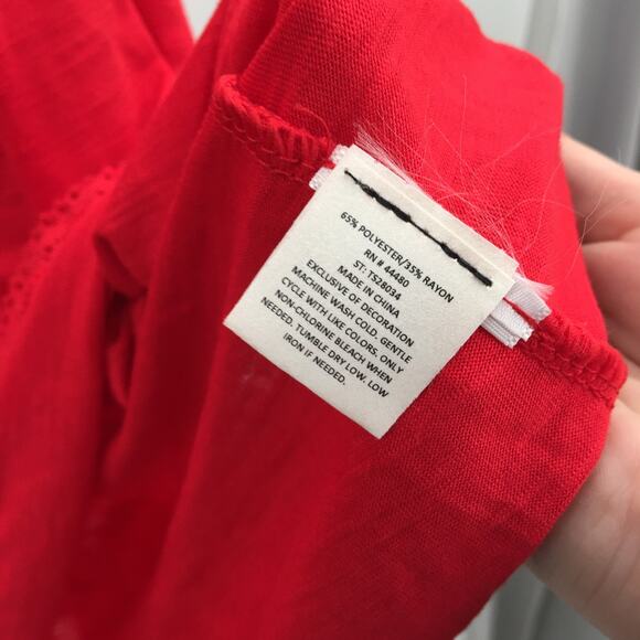 Fourteenth Place Womens Cold Shoulder Embroidery Blouse Red Plus Size 2X NWT - Picture 8 of 8